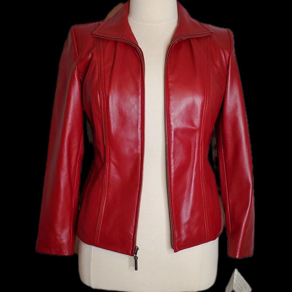 NWT Preston & York Red Leather Jacket Size M